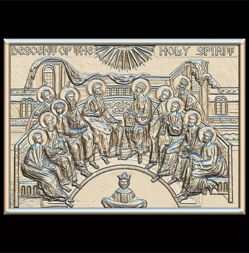Descent Of The Holy Spirit STL File for CNC Relief engraving 3D model_0