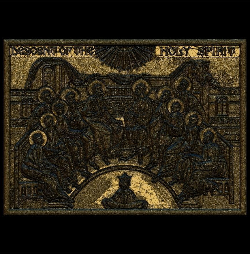 Descent Of The Holy Spirit STL File for CNC Relief engraving 3D model_6