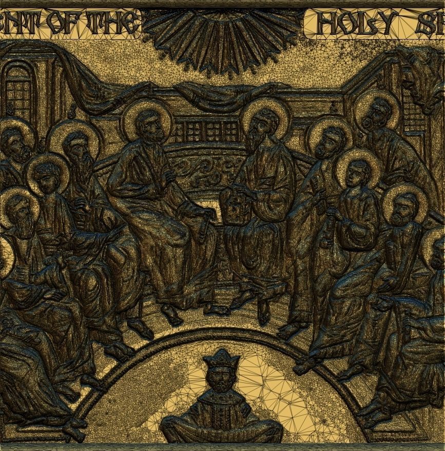 Descent Of The Holy Spirit STL File for CNC Relief engraving 3D model_5