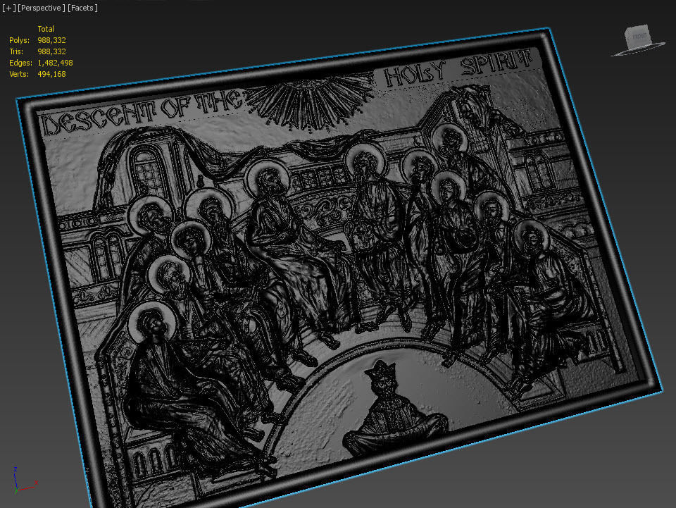 Descent Of The Holy Spirit STL File for CNC Relief engraving 3D model_10