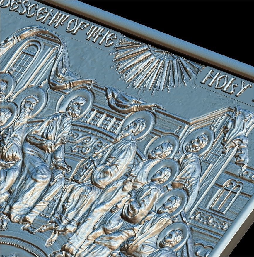 Descent Of The Holy Spirit STL File for CNC Relief engraving 3D model_4