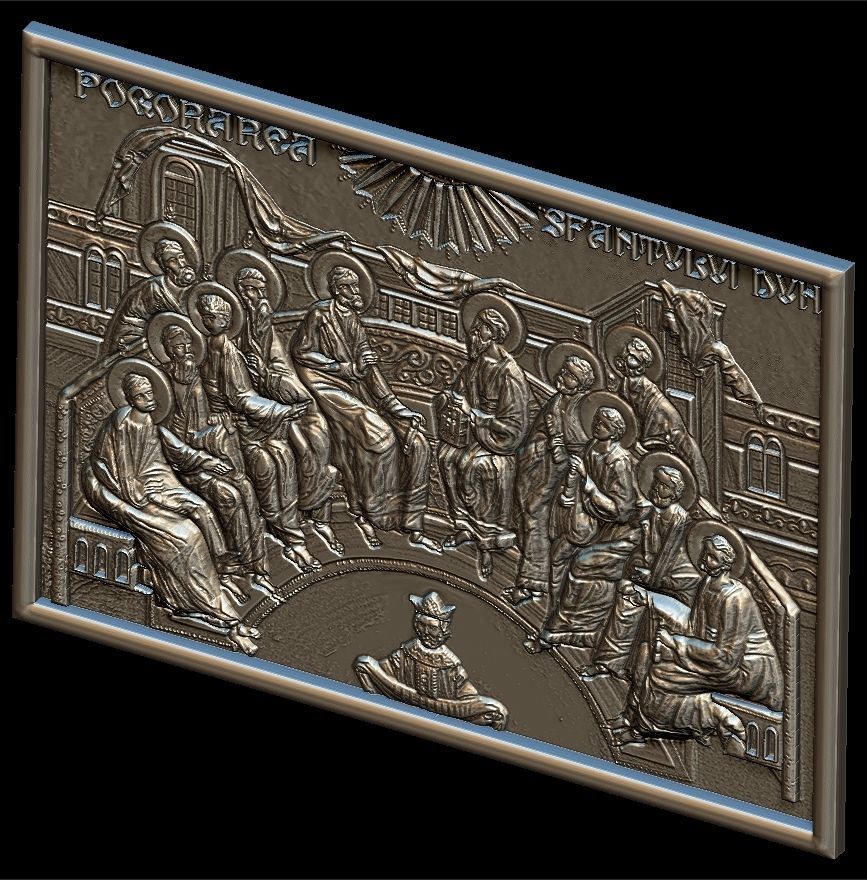 Descent Of The Holy Spirit STL File for CNC Relief engraving 3D model_20