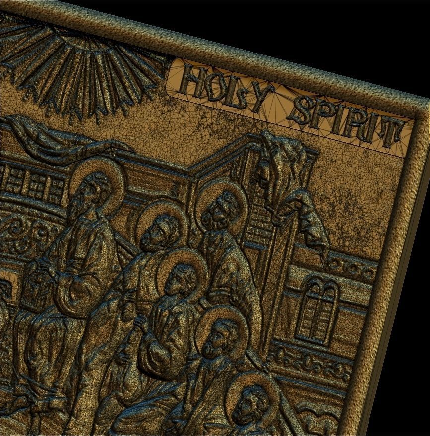 Descent Of The Holy Spirit STL File for CNC Relief engraving 3D model_7