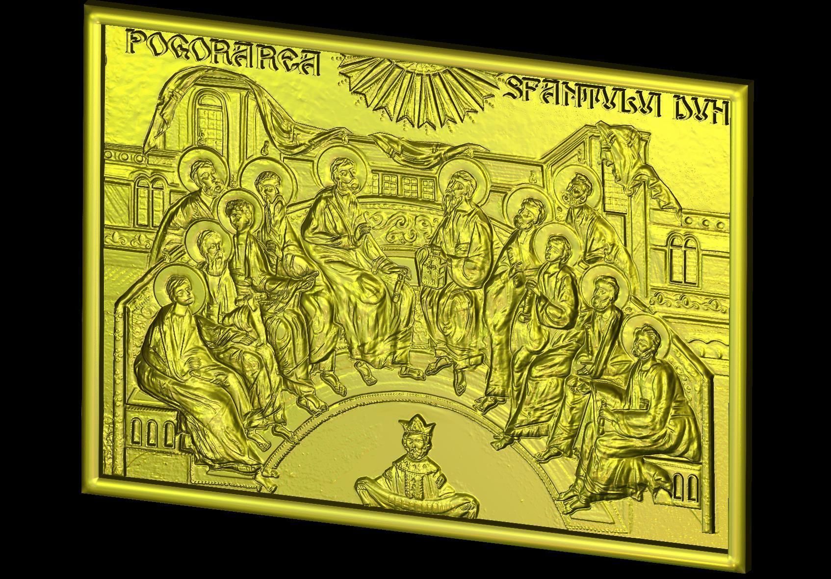 Descent Of The Holy Spirit STL File for CNC Relief engraving 3D model_17