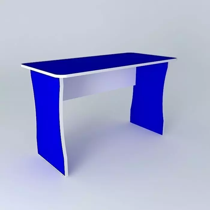 Blue table desk Free 3D model_0