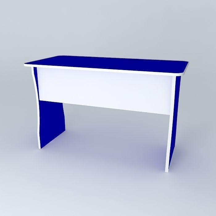 Blue table desk Free 3D model_1