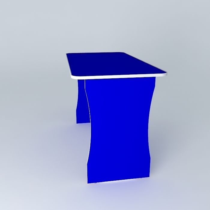 Blue table desk Free 3D model_2