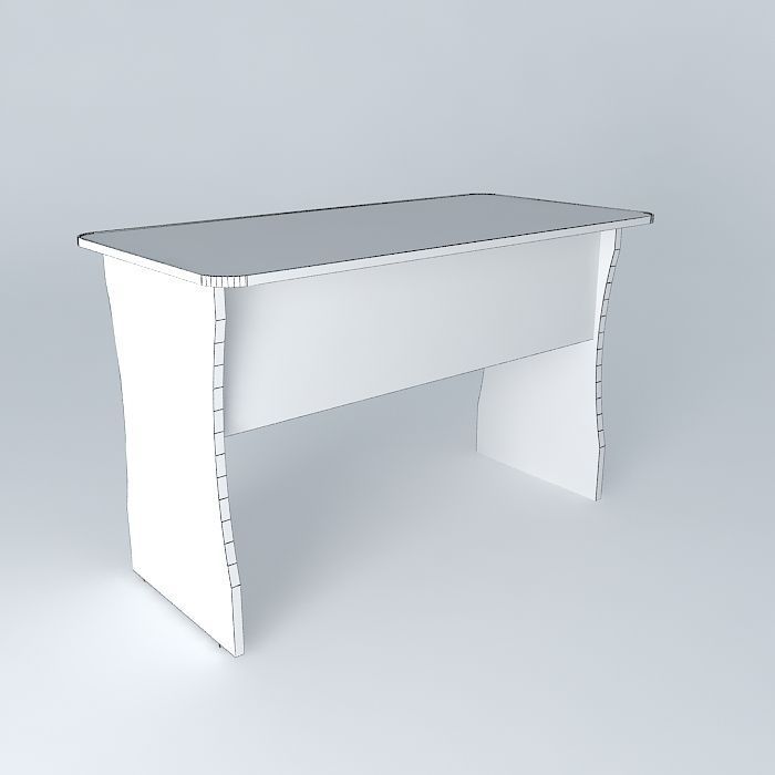 Blue table desk Free 3D model_4