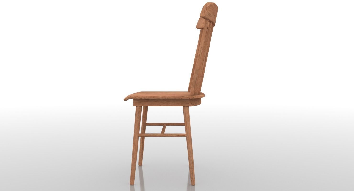 Wooden Chair 3D model_3