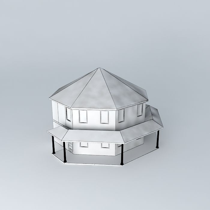 Octagon Cottage Free 3D model_3