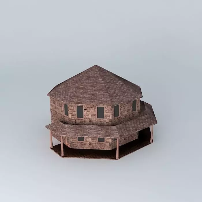 Octagon Cottage Free 3D model_0