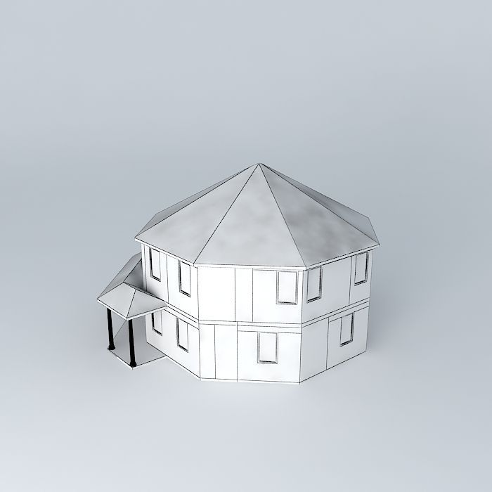 Octagon Cottage Free 3D model_4