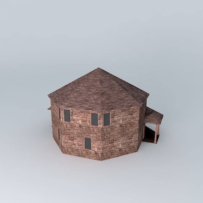 Octagon Cottage Free 3D model_1
