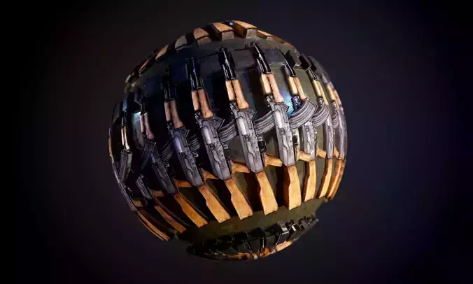 Weapon AK47 Gun Rack Seamless PBR Texture 