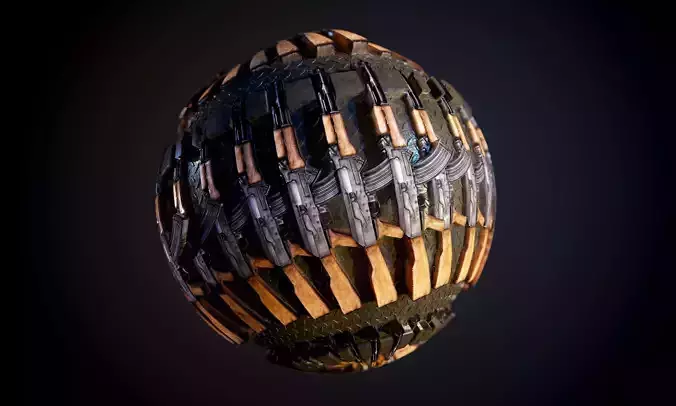 Weapon AK47 Gun Rack Seamless PBR Texture 