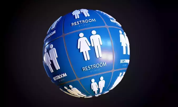 Restroom Bathroom Sign Scratched Seamless PBR Texture
