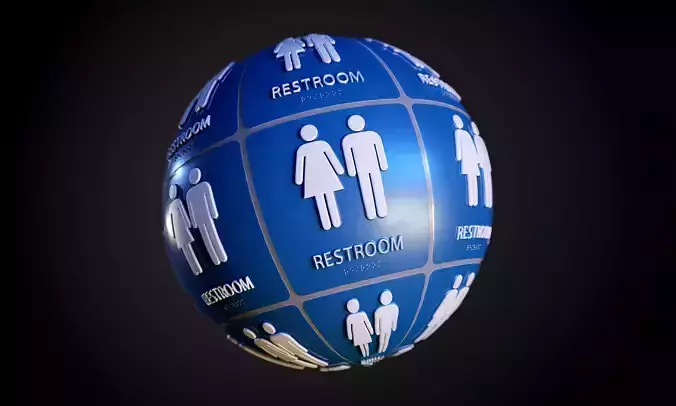Restroom Bathroom Sign Scratched Seamless PBR Texture