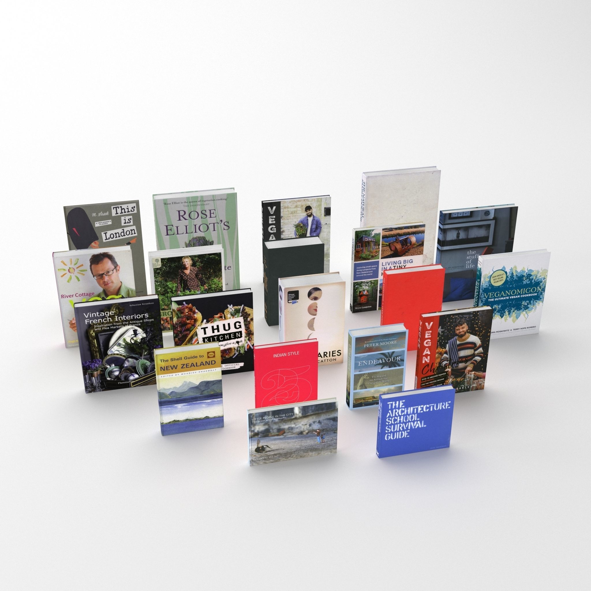 Collection of hardcover books 3D model_1