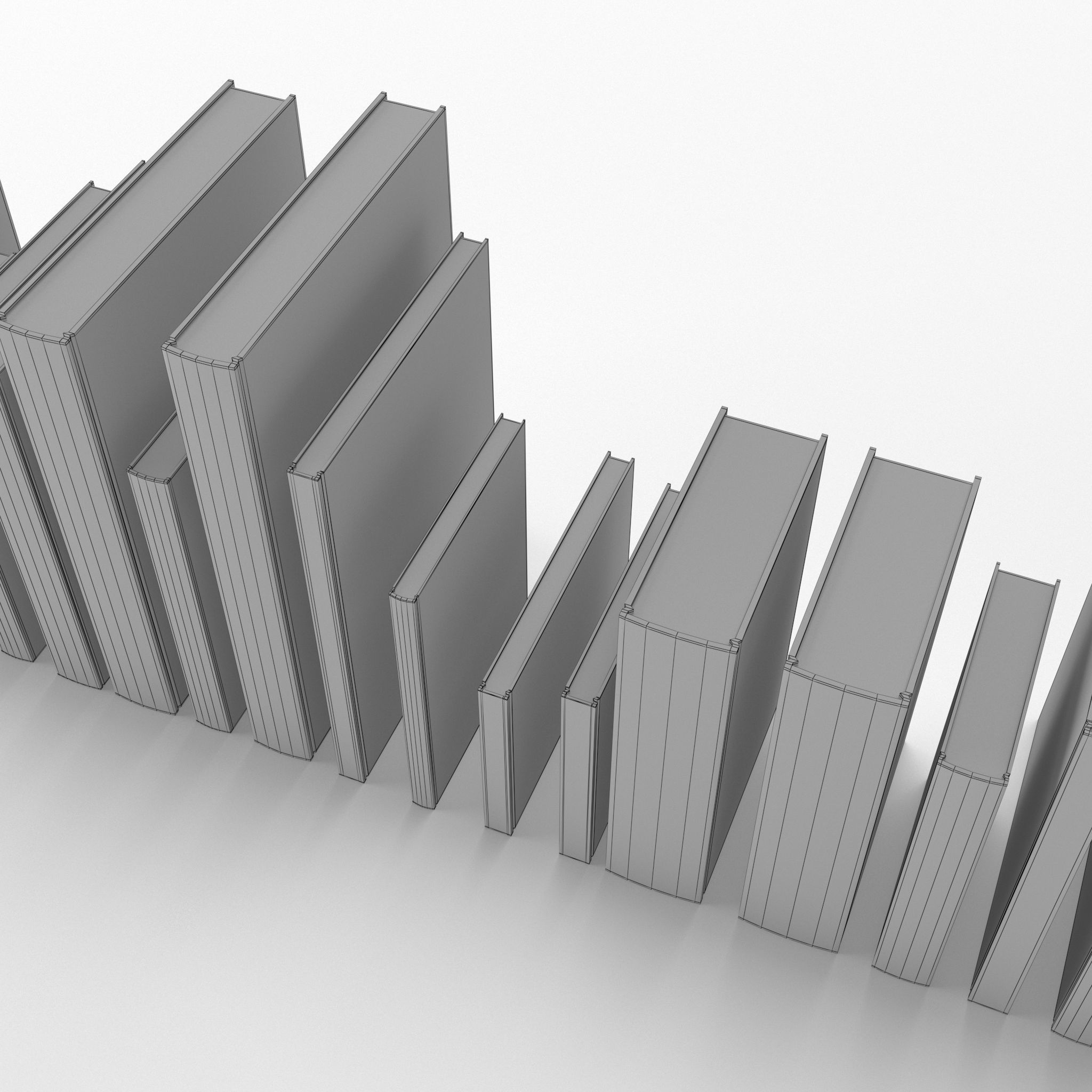 Collection of hardcover books 3D model_6