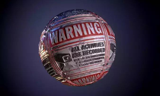 Metal Camera Warning Sign Seamless PBR Texture 