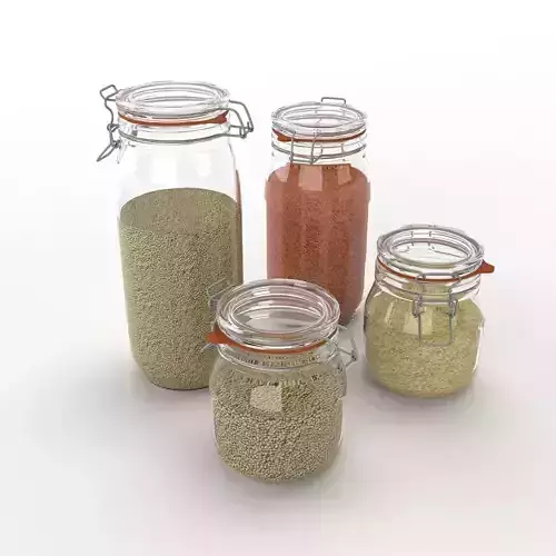A set of glass Kilner jars