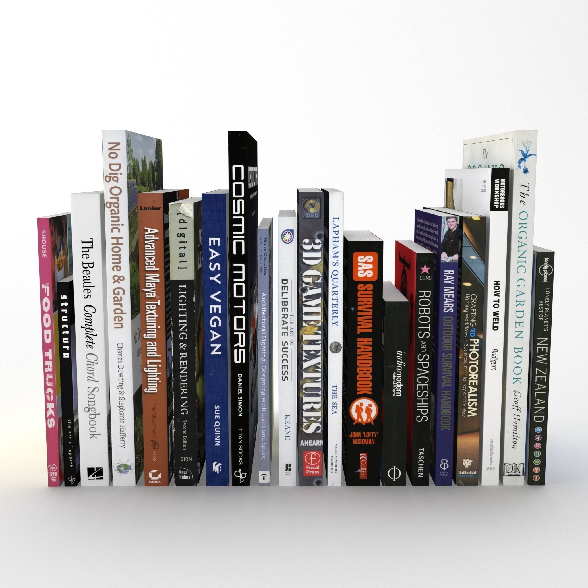 Collection of various paperback books 3D model_1