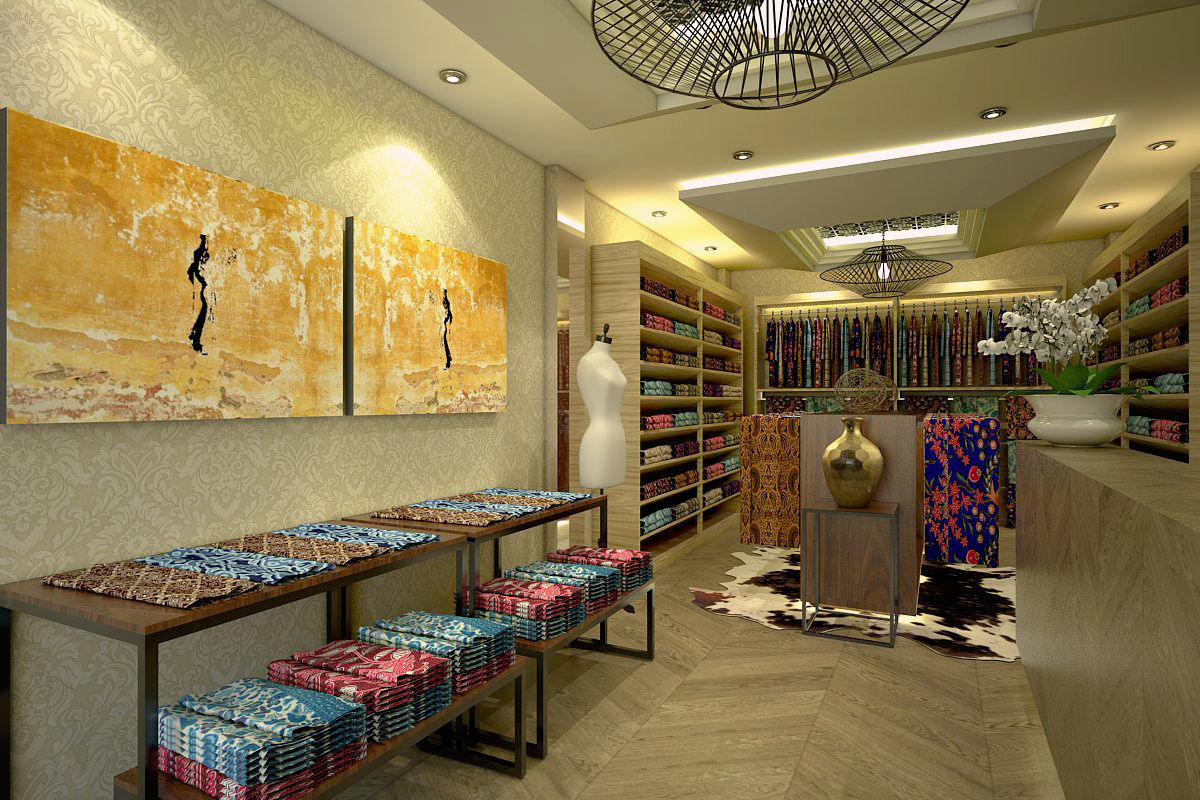 Boutique interior design for fashion store 3D model_1