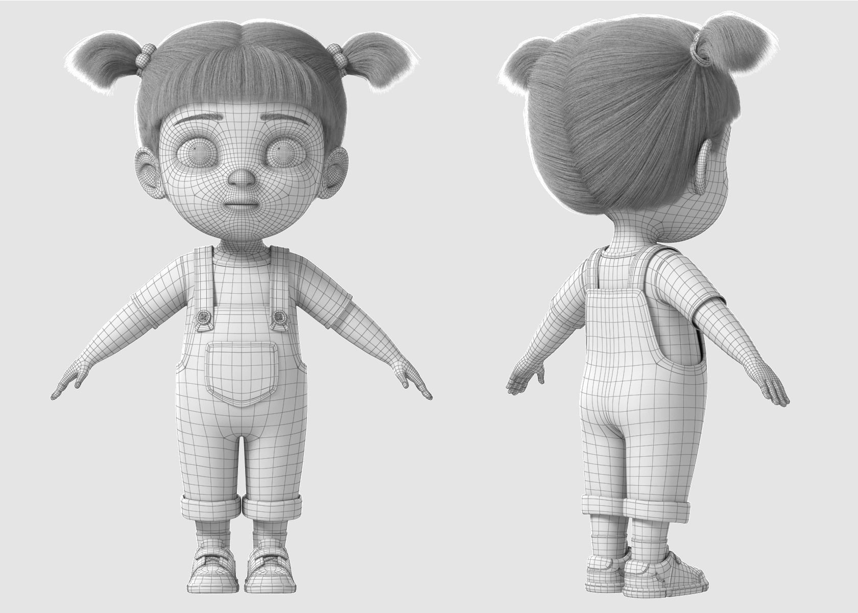 Cartoon Girl Rigged 3D model_17