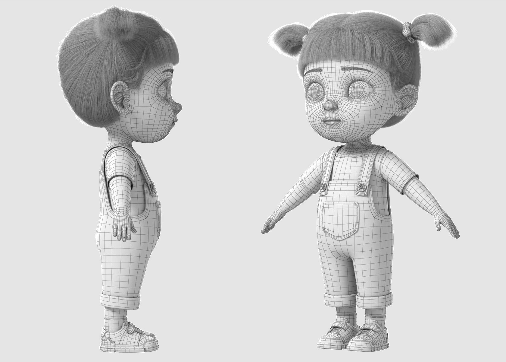 Cartoon Girl Rigged 3D model_20