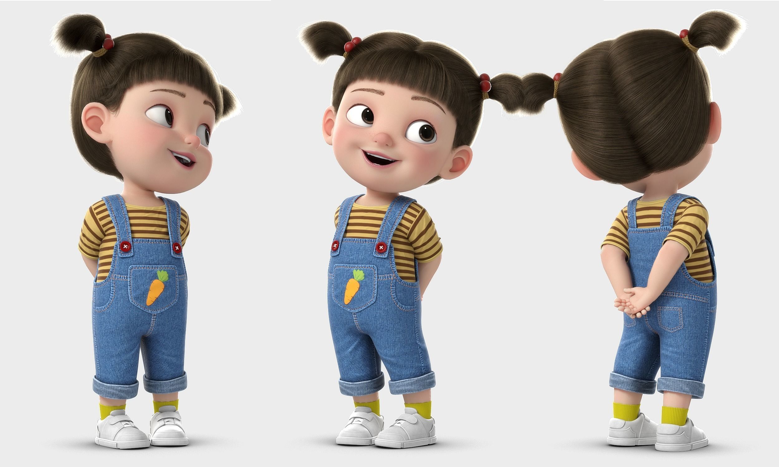 Cartoon Girl Rigged 3D model_3
