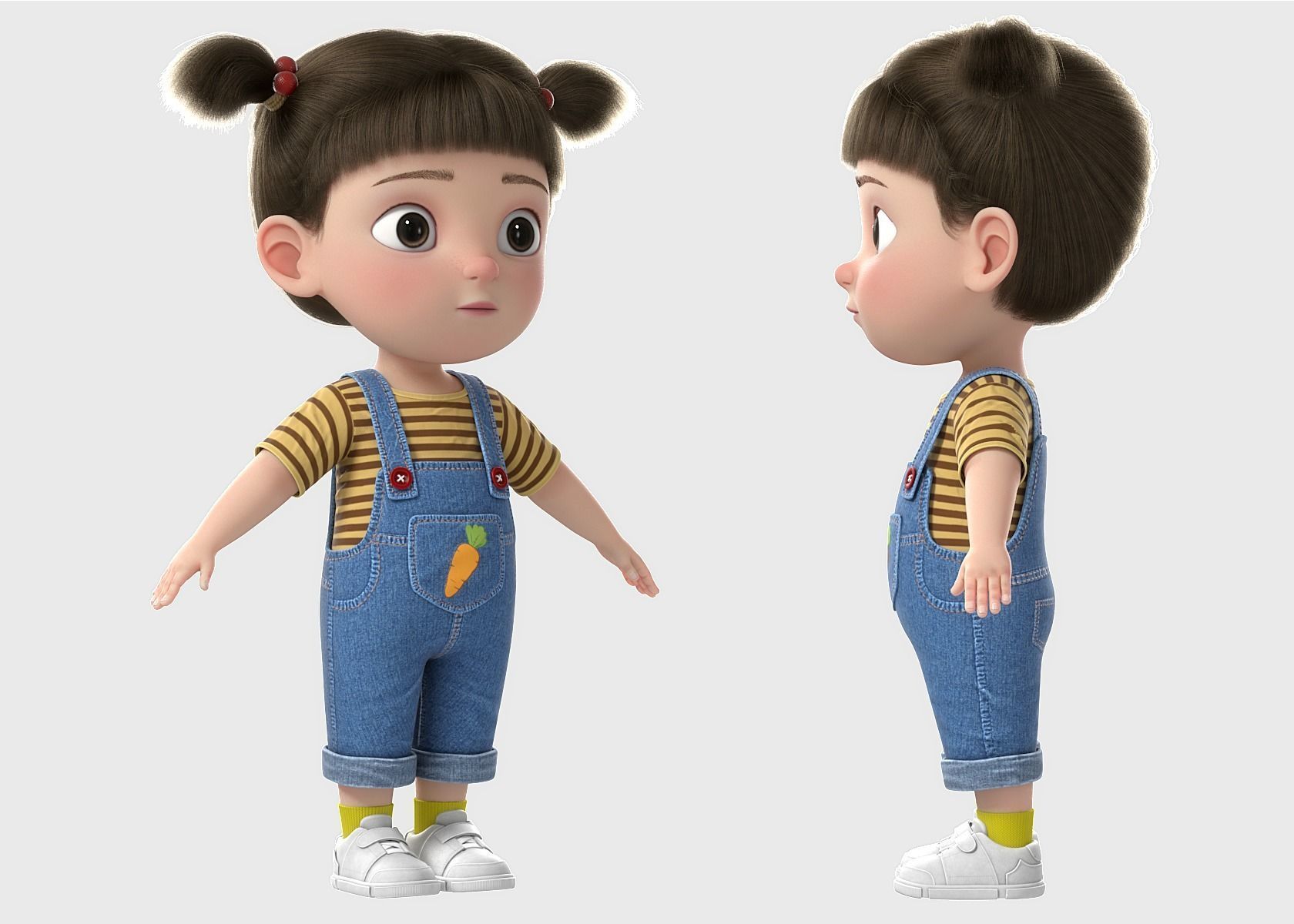 Cartoon Girl Rigged 3D model_14