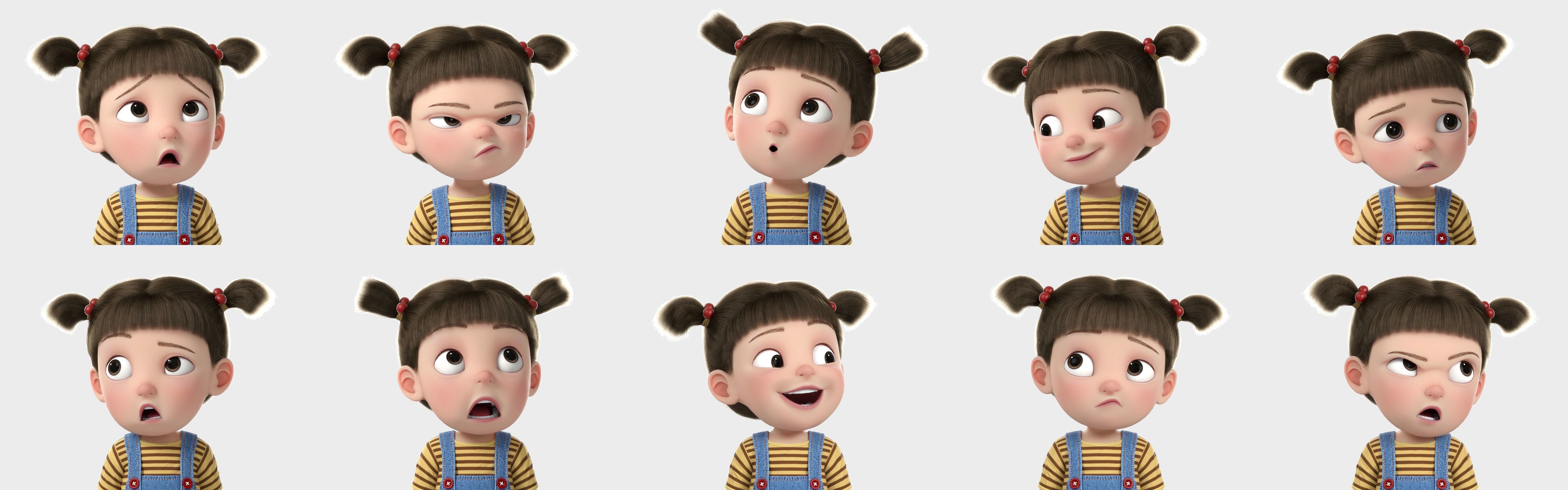 Cartoon Girl Rigged 3D model_2
