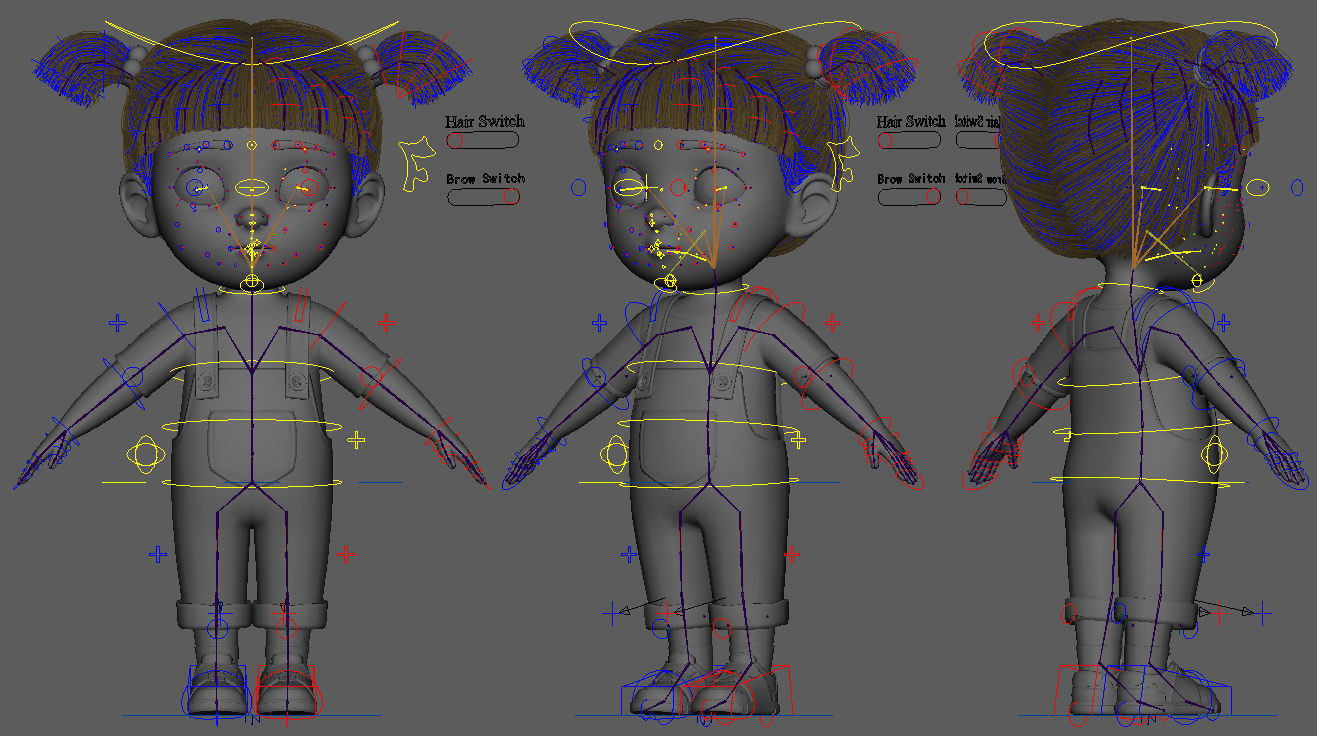Cartoon Girl Rigged 3D model_28