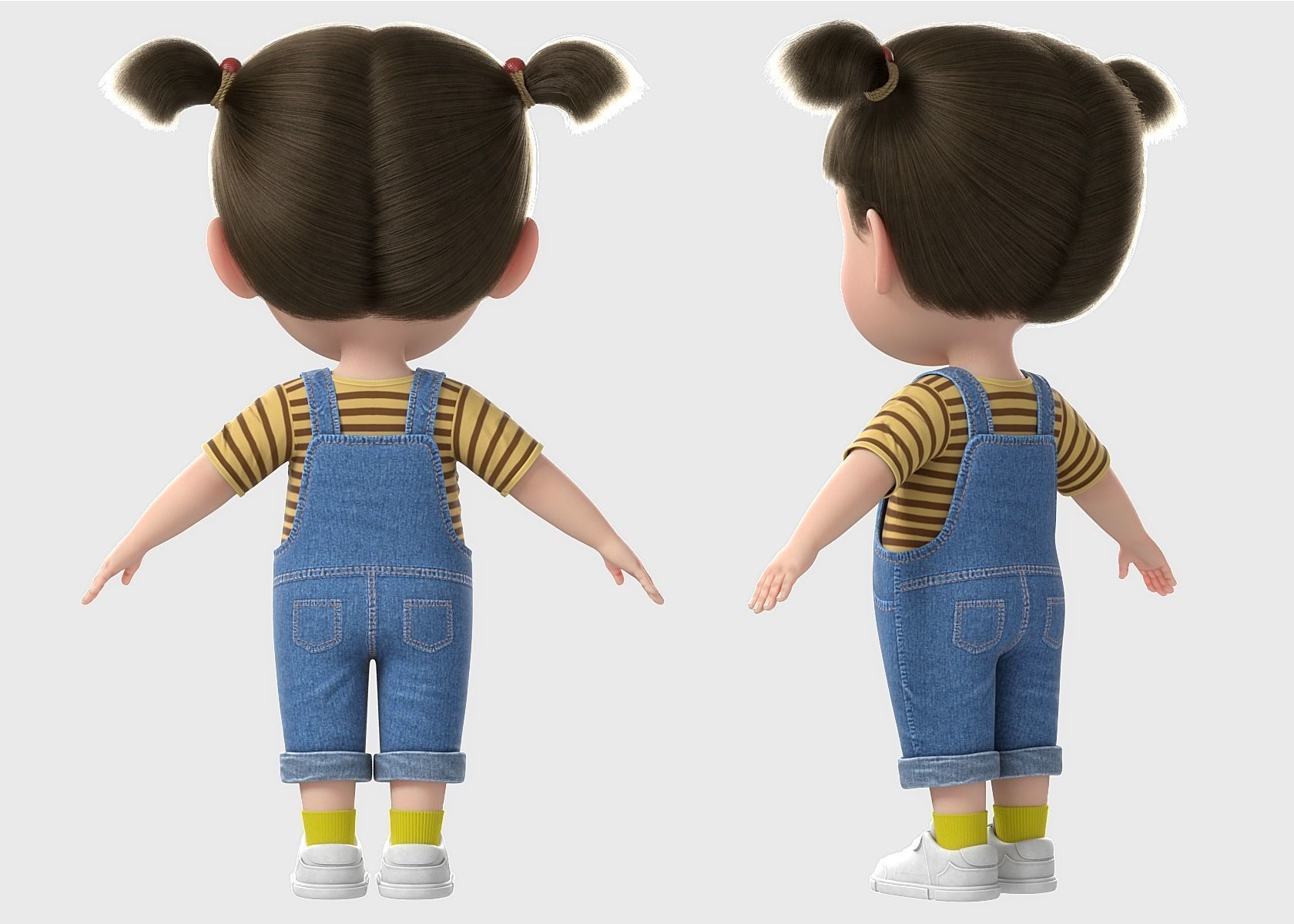 Cartoon Girl Rigged 3D model_15