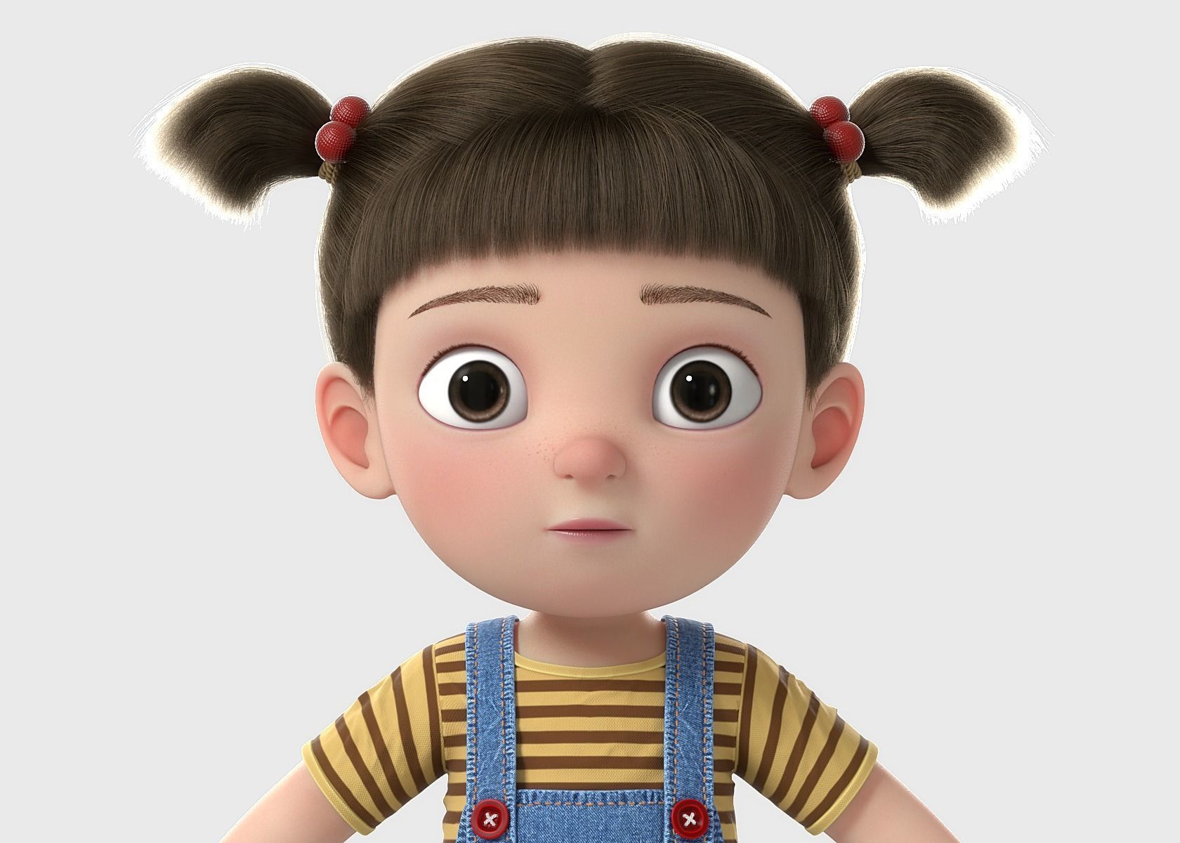Cartoon Girl Rigged 3D model_4