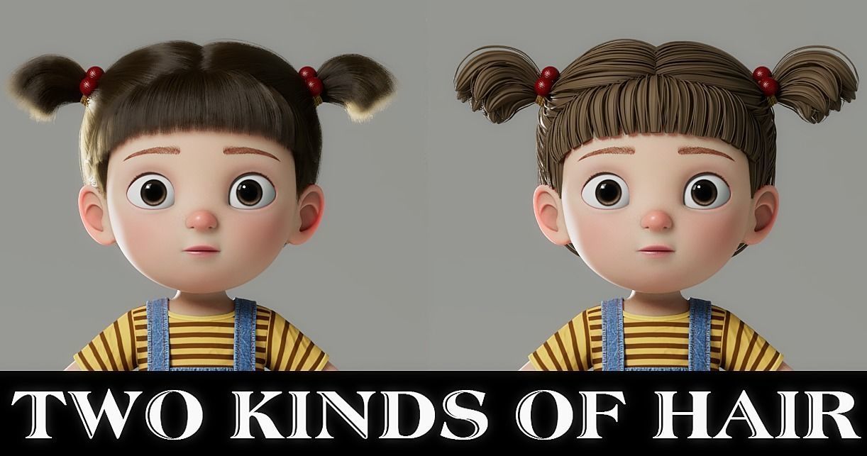 Cartoon Girl Rigged 3D model_16