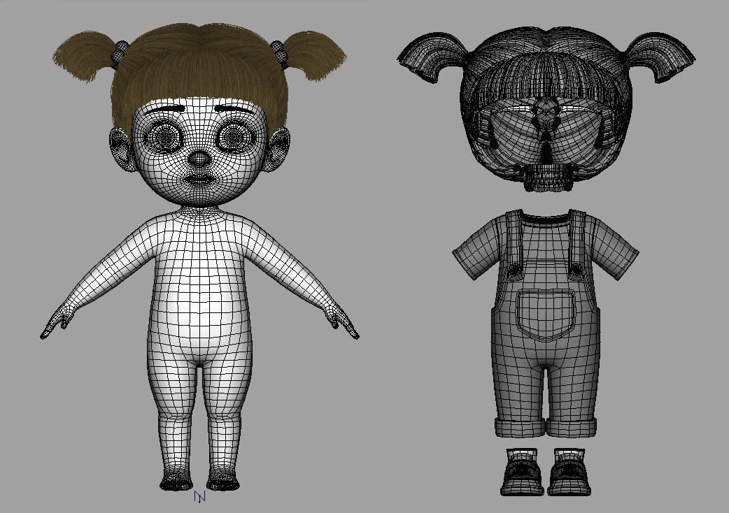Cartoon Girl Rigged 3D model_21