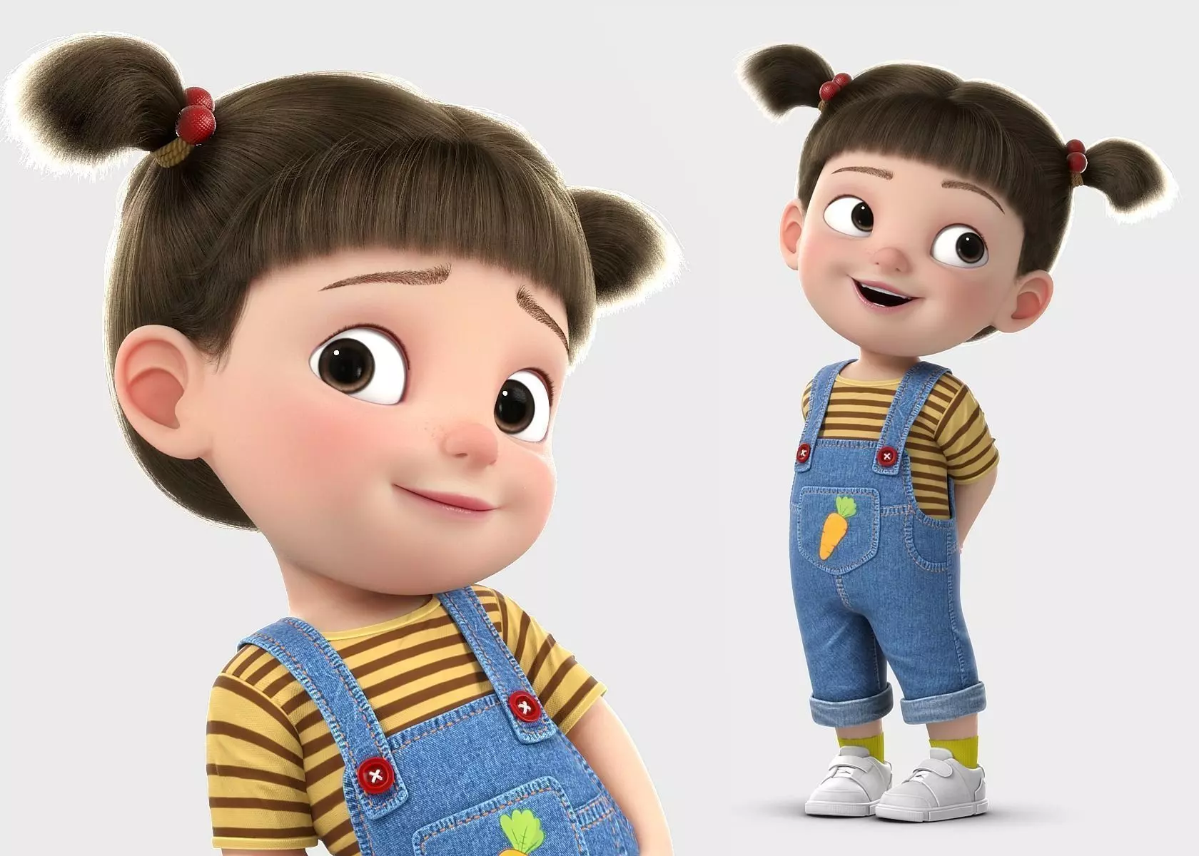 Cartoon Girl Rigged 3D model_0