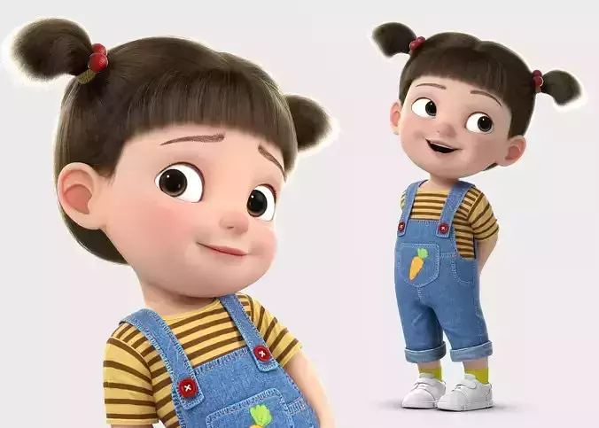 Cartoon Girl Rigged 3D model