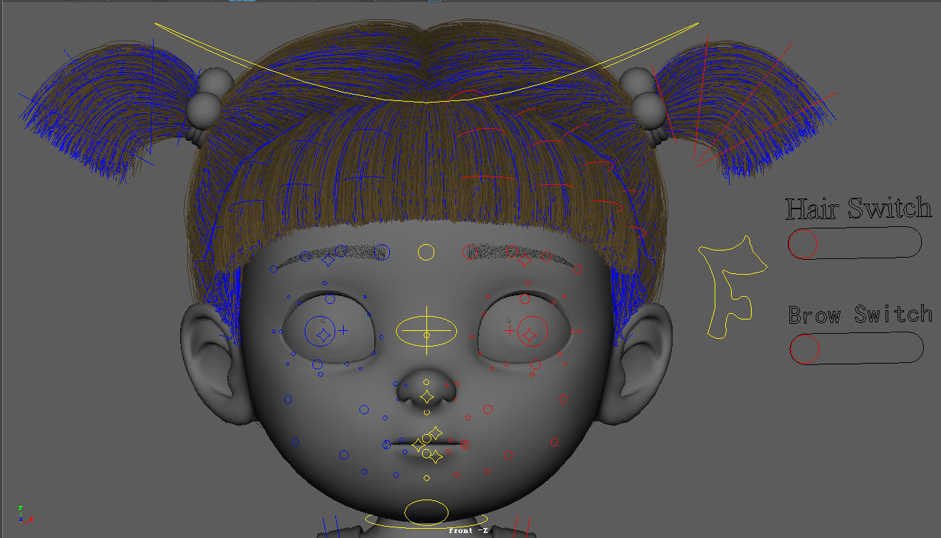 Cartoon Girl Rigged 3D model_27