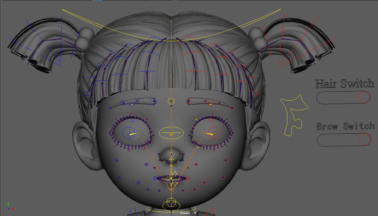Cartoon Girl Rigged 3D model_26