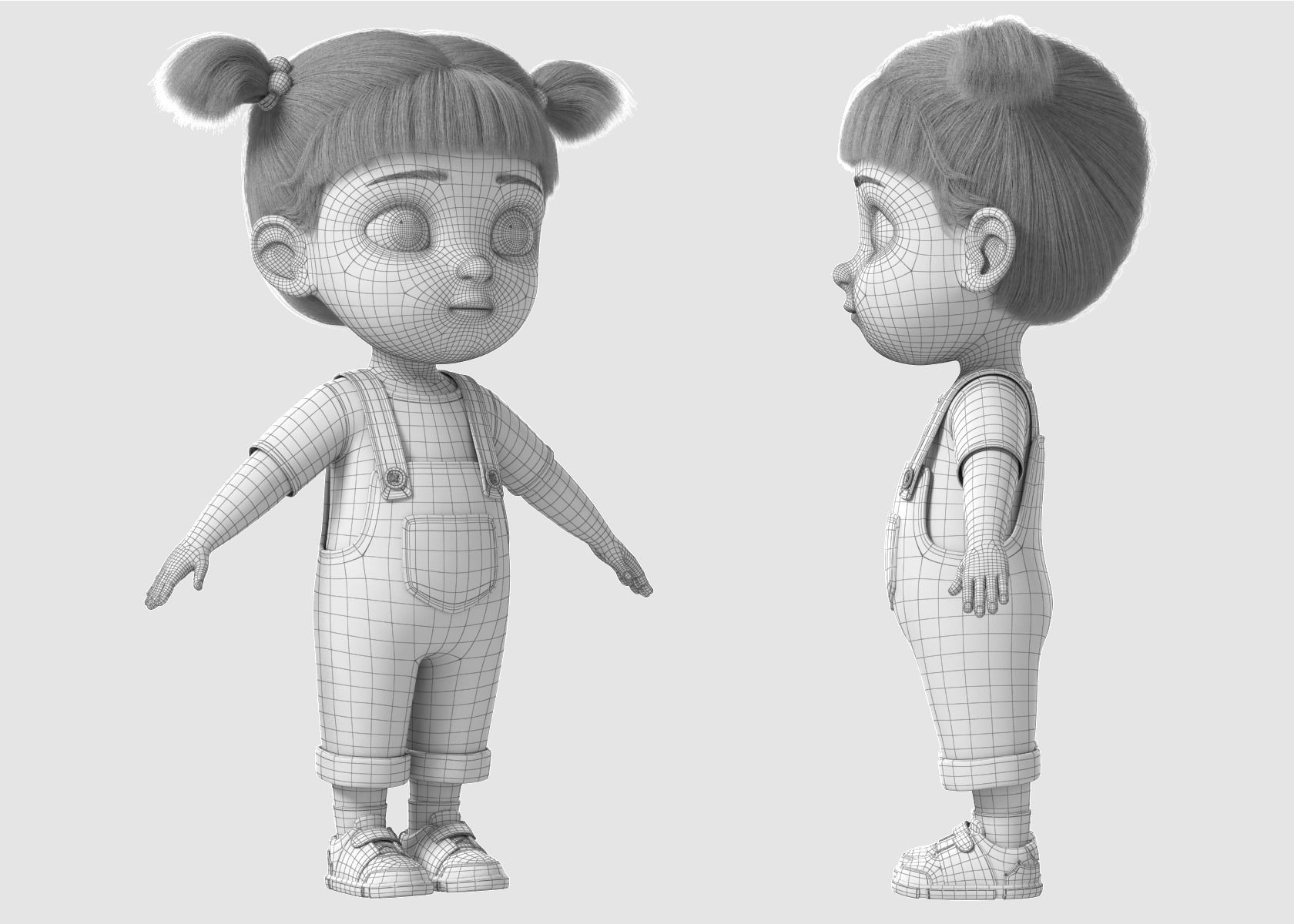 Cartoon Girl Rigged 3D model_18