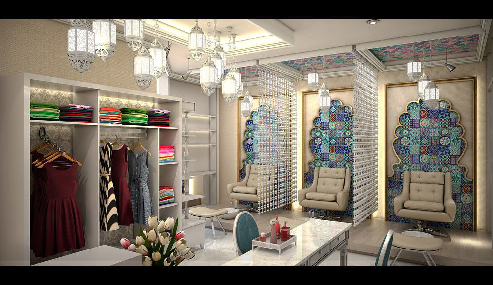 Waxologie fashion store with flowers on windows 3D model_1