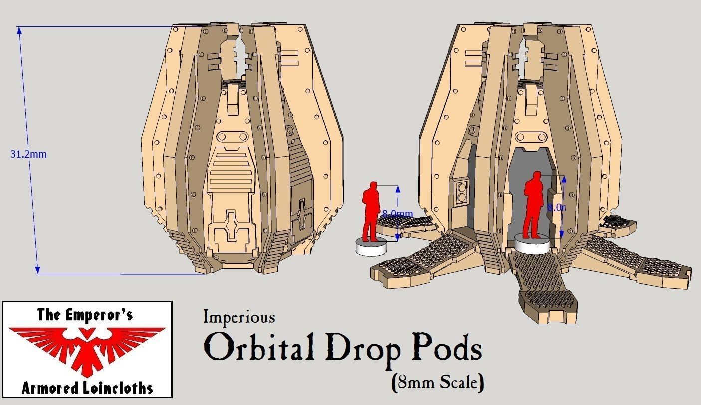 6mm and 8mm Orbital Drop Pods 3D print model_7