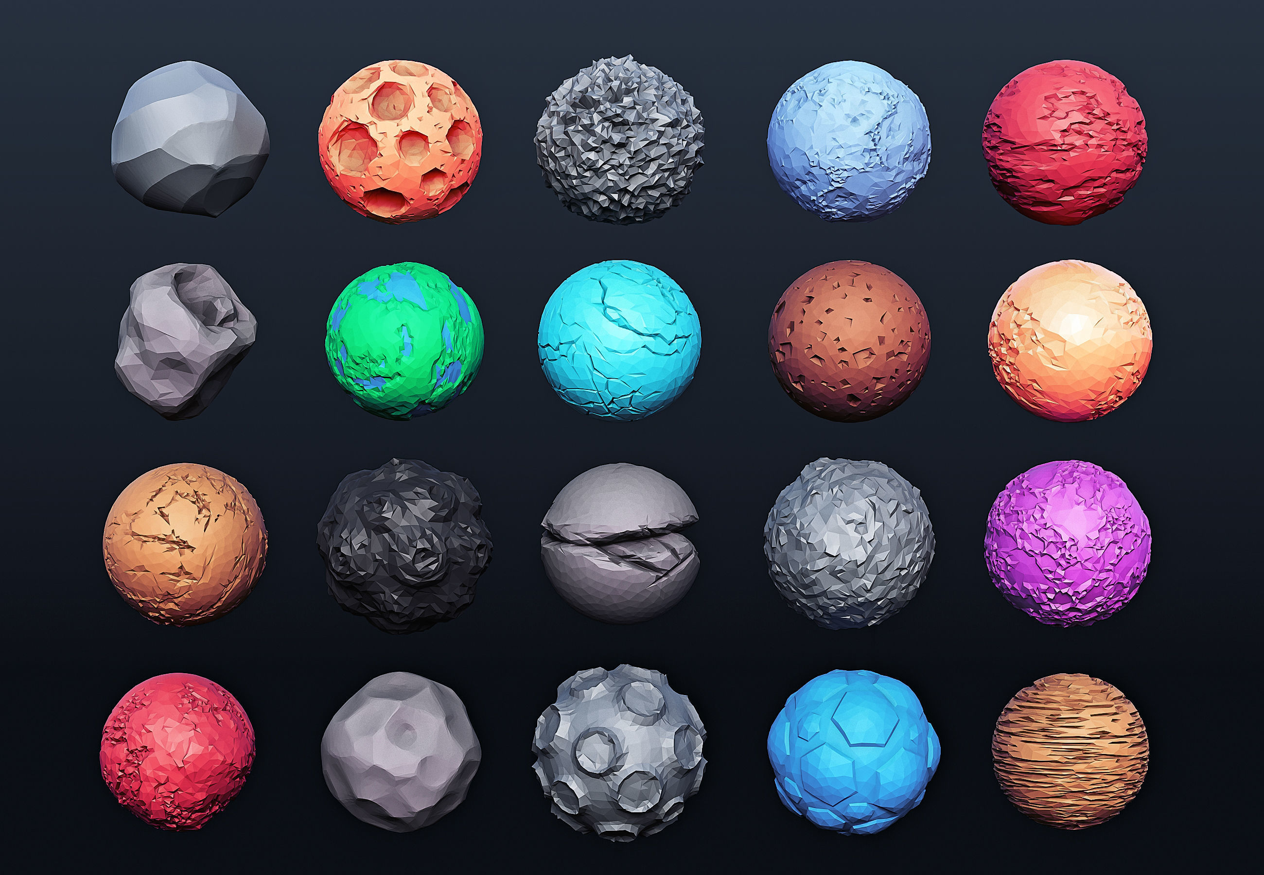 Low Poly Planets 20 models Low-poly 3D model_3