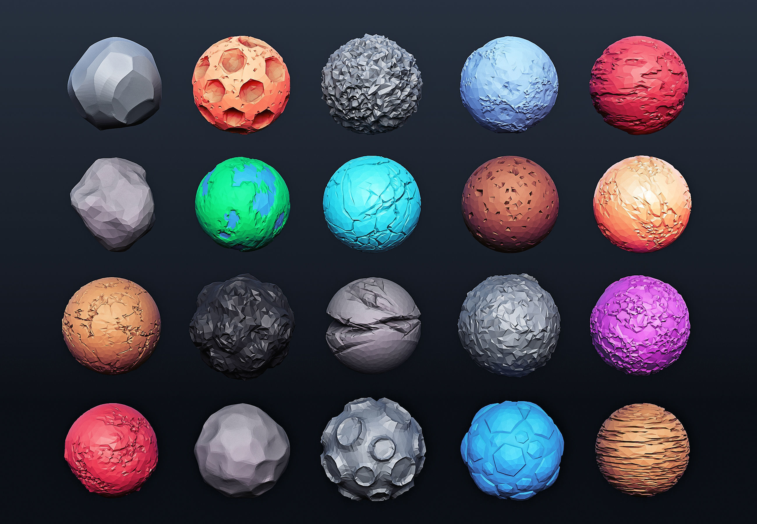 Low Poly Planets 20 models Low-poly 3D model_7