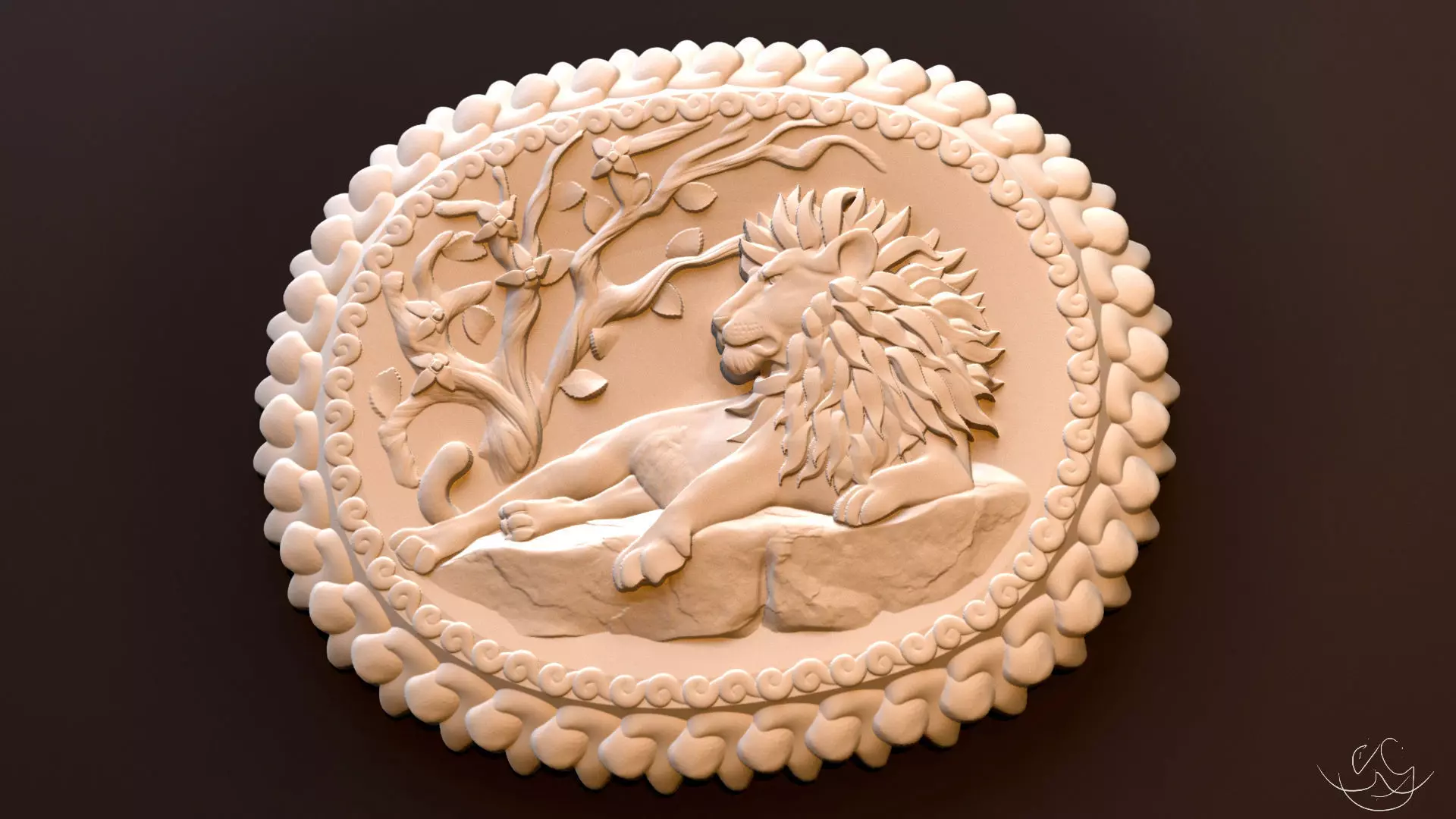 Relief lion 3D print model_0