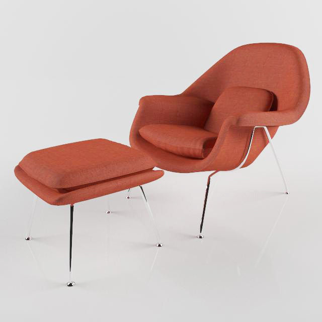 chair womb and ottoman Free 3D print model_1