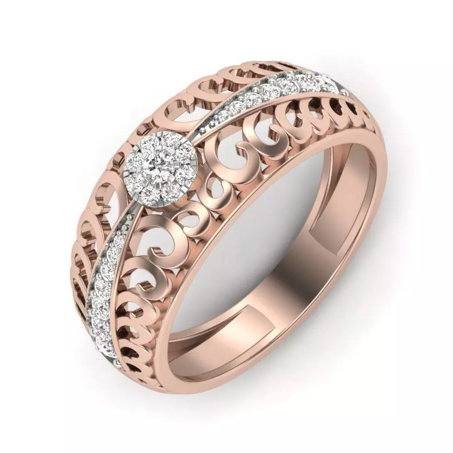 Engagement Ring Cluster look 3D print model
