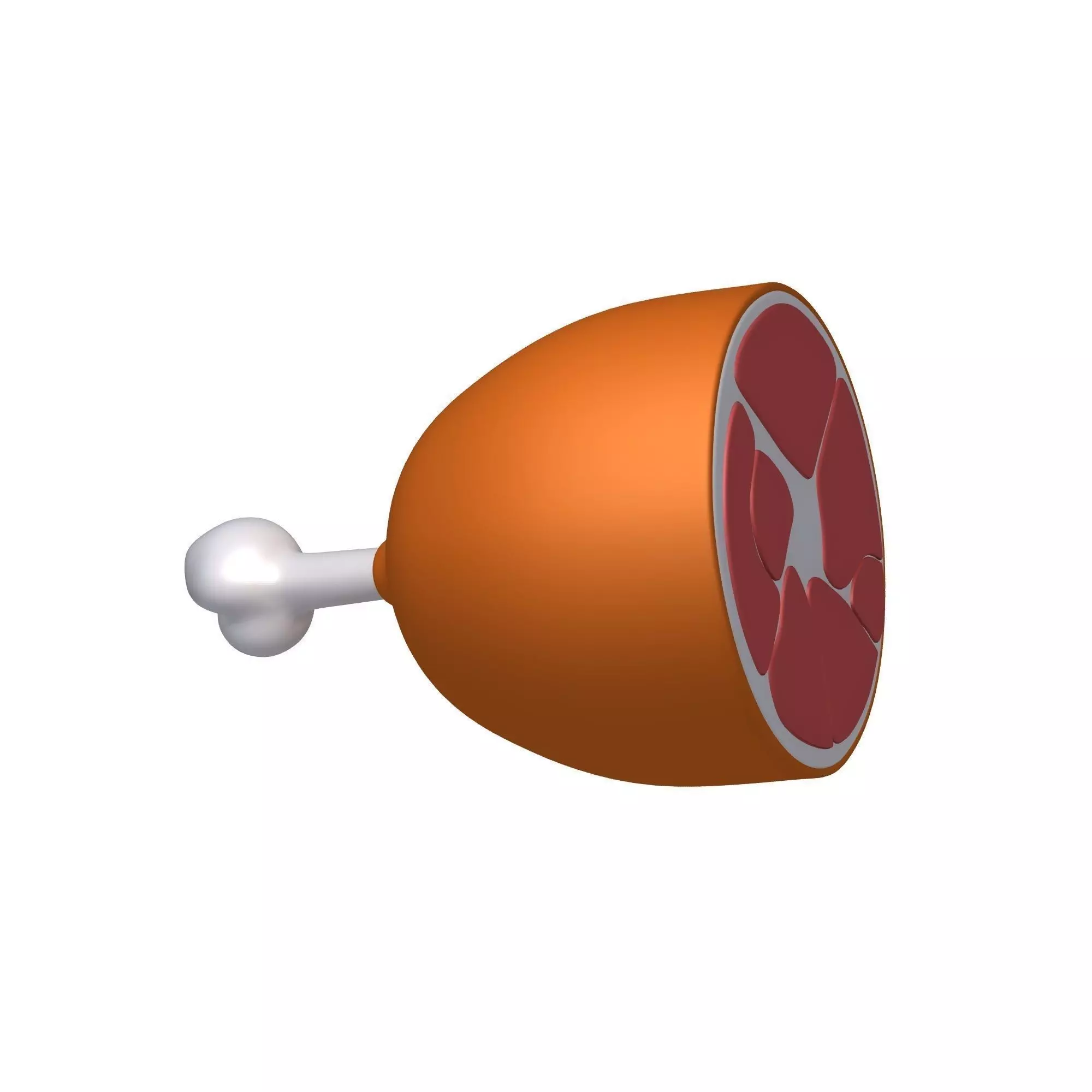 Ham Cartoon meat on bone 3D model_0